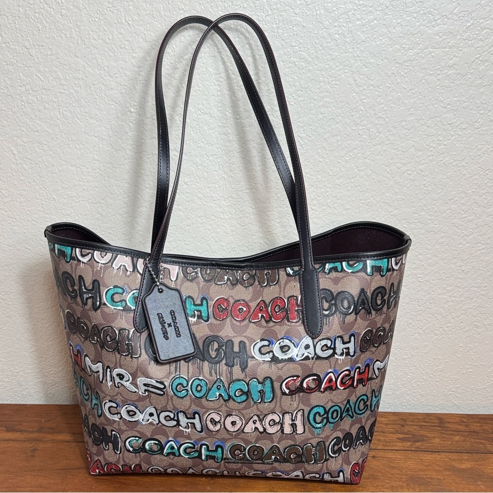 Coach X Mint + Serf City  Multicolor In Canvas Signature  Tote Bag. - Picture 3 of 12